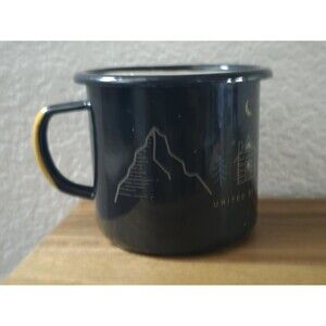 United by Blue Enamelware Coffee Mug Camping Metal Cup Outdoor Black Hiking Trek